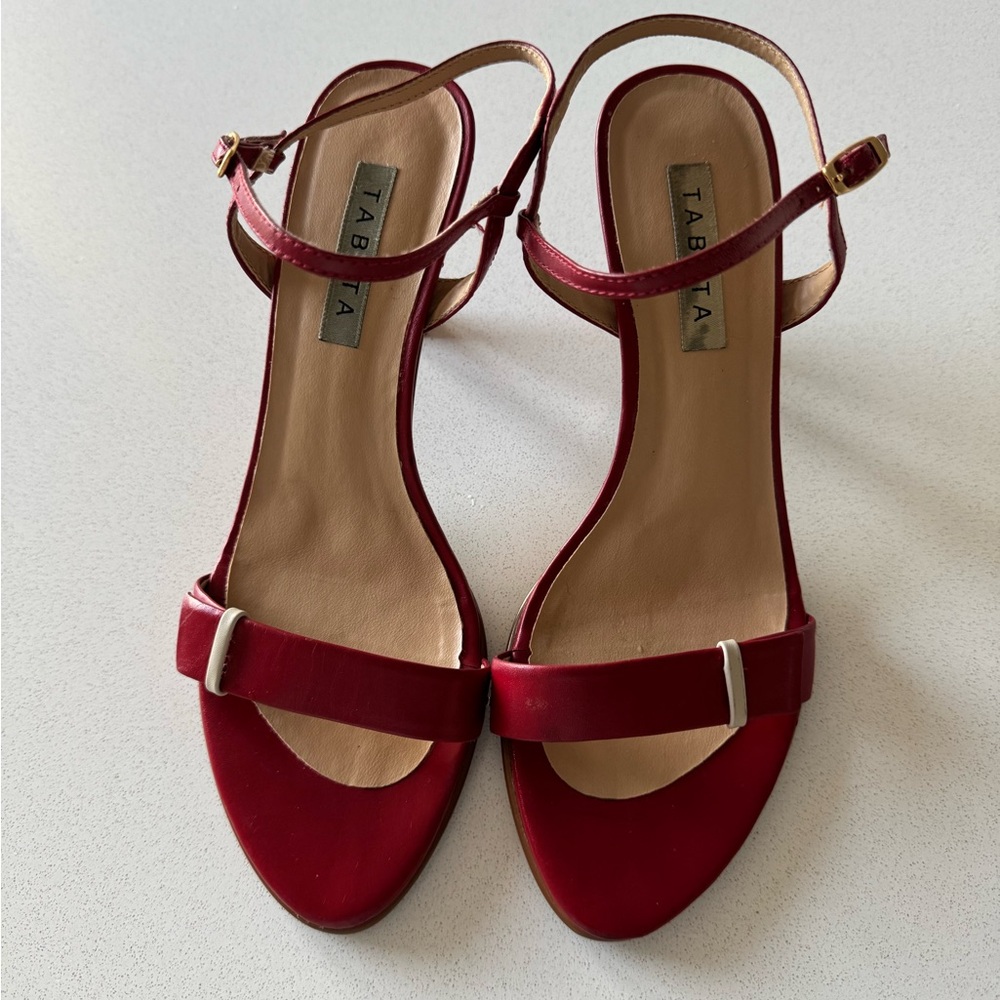 Elegant Red Heeled Sandals
